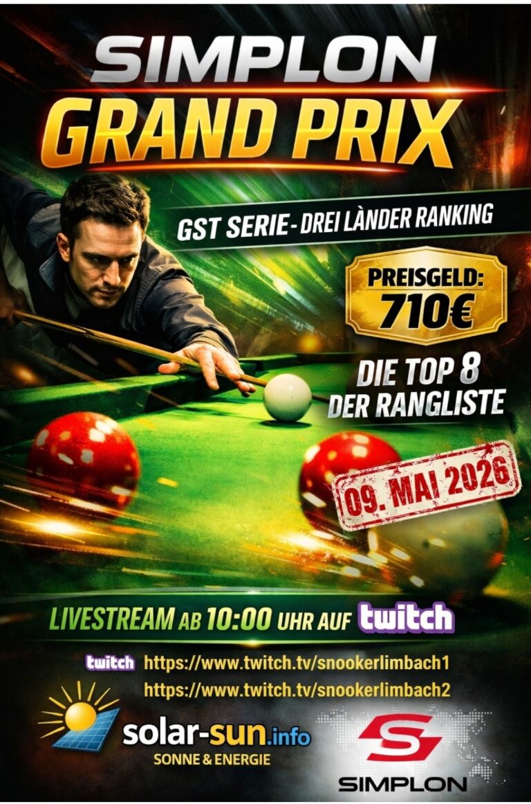 7. SIMPLON Snooker Grand Prix am 09.05.2026